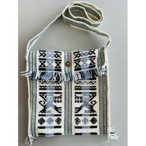 Woven Hippie Tote Shoulder Messenger Bag Purse Fringe Black Blue Green Blue NWOT